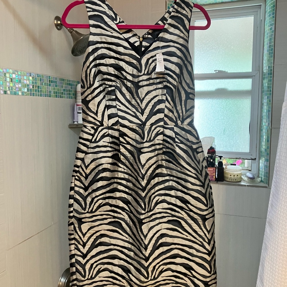Banana Republic Black and White Zebra Midi Dress